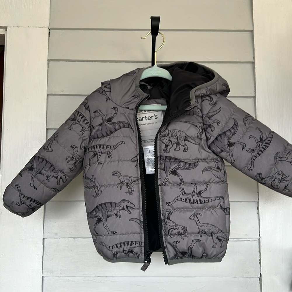 Carters gray winter dinosaur coat